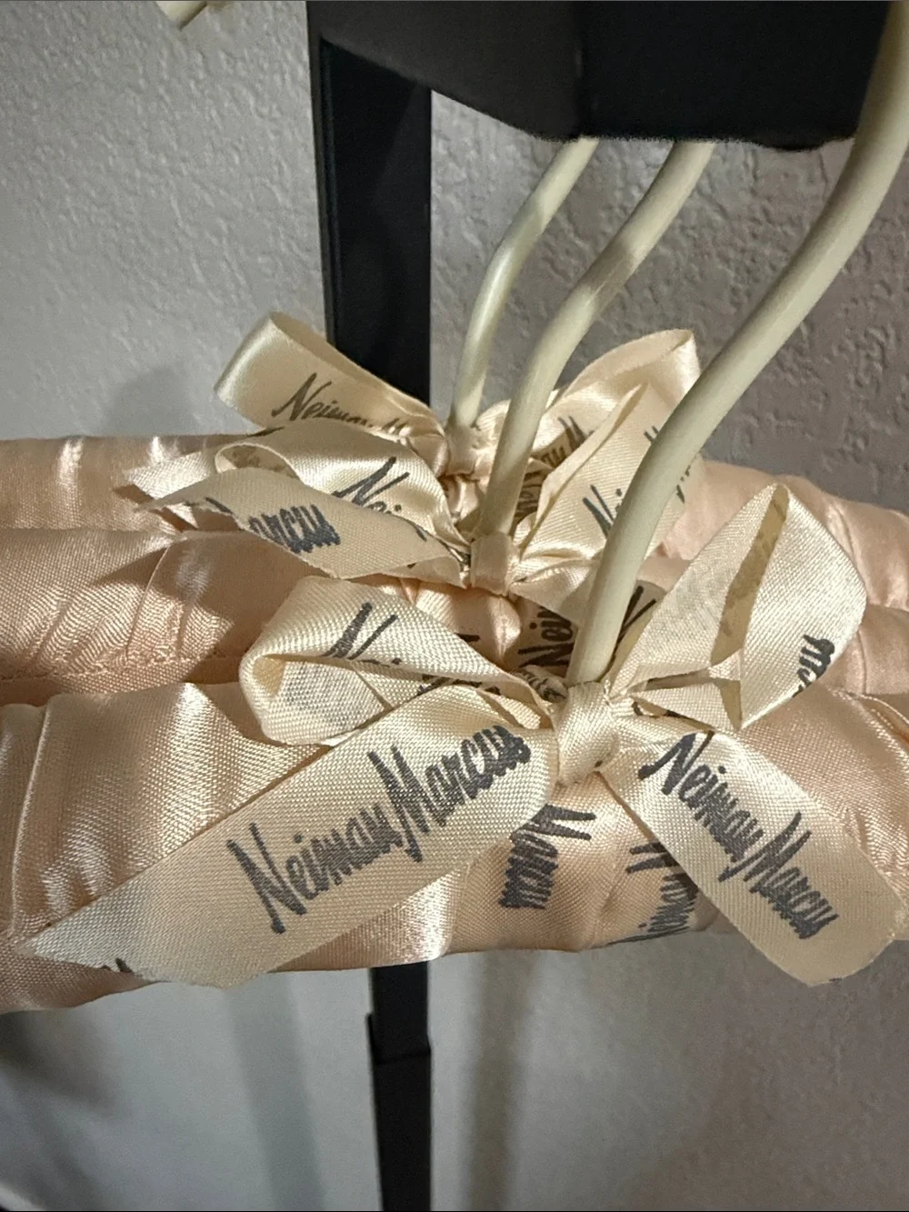 Vintage Neiman Marcus Pink Champagne Satin Padded Hangers - Set of 3